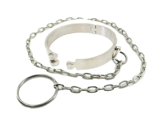 Stainless Steel Lockable Neck Collar Metal Chain Lead Bdsm Bondage Restraint Slave Adult Games Erotic Sex Toys for Couples