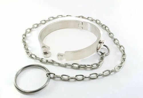 Stainless Steel Lockable Neck Collar Metal Chain Lead Bdsm Bondage Restraint Slave Adult Games Erotic Sex Toys for Couples