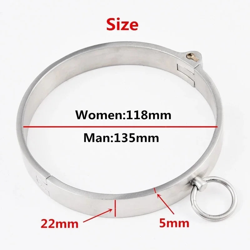 Stainless Steel Lockable Neck Collar Metal Chain Lead Bdsm Bondage Restraint Slave Adult Games Erotic Sex Toys for Couples