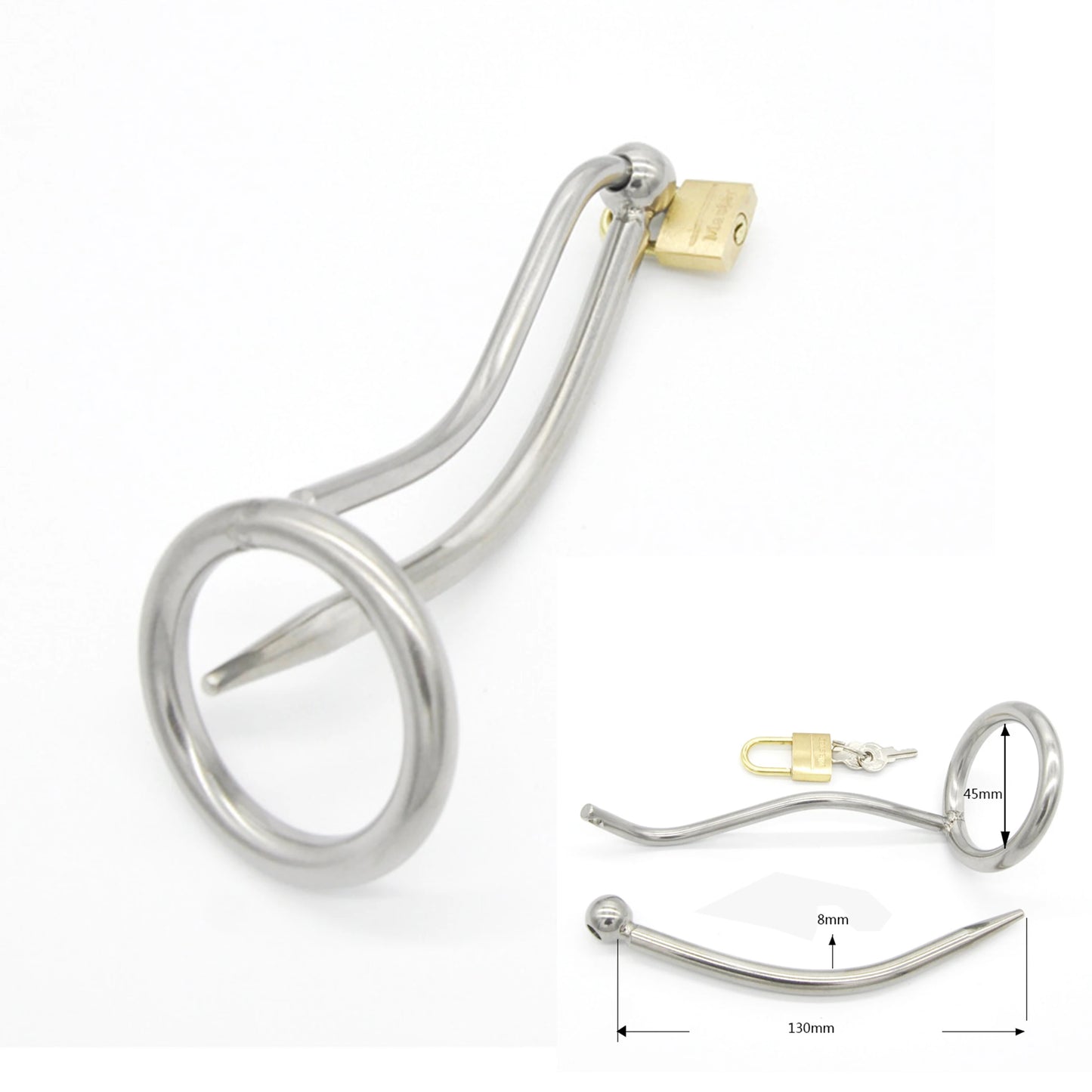 Stainless Steel Male Chastity Cage Device Cock Ring Urethral Dilator Penis Plug Lock Adult Sex Toys for Men SM Chastity Extreme