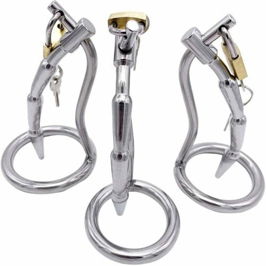 Stainless Steel Male Chastity Cage Device Cock Ring Urethral Dilator Penis Plug Lock Adult Sex Toys for Men SM Chastity Extreme