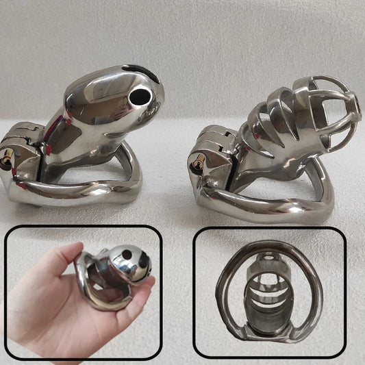 Stainless Steel Male Chastity Cage Device Metal Penis Cage Lock Bird Cock Ring with Lock Slave Bondage Restraint Sex Toy Man 18+