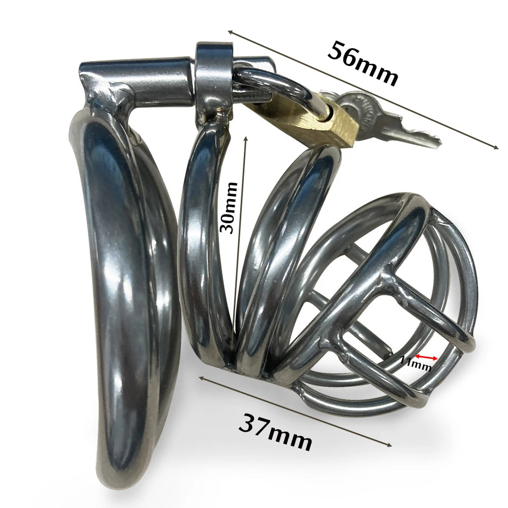 Stainless Steel Male Chastity Device Adult Cock Cage with Arc-shaped Cock Lock Ring BDSM Sex Toy Bondage Men Chastity Belt A224