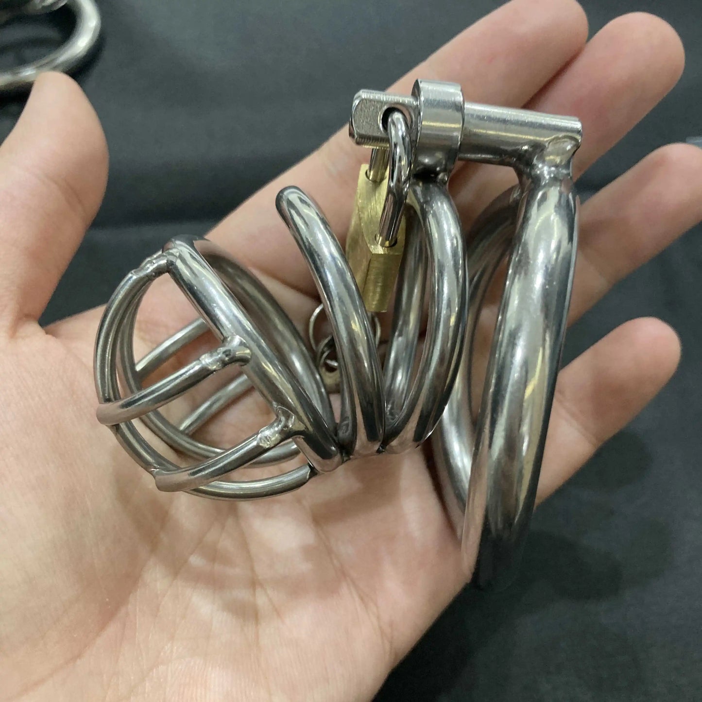 Stainless Steel Male Chastity Device Adult Cock Cage with Arc-shaped Cock Lock Ring BDSM Sex Toy Bondage Men Chastity Belt A224