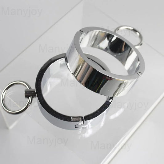 Stainless Steel Male Metal Handcuff Wrist Cuff 60 MM Dia for Couple BDSM Bondage Restraints Adult Game Sex Toys for Men