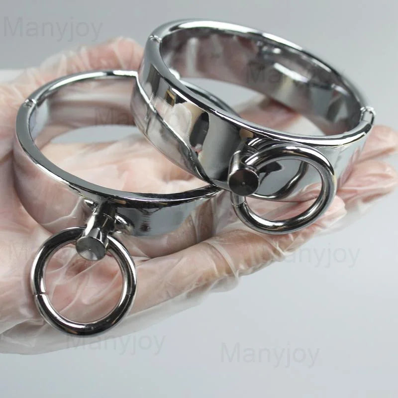 Stainless Steel Male Metal Handcuff Wrist Cuff 60 MM Dia for Couple BDSM Bondage Restraints Adult Game Sex Toys for Men