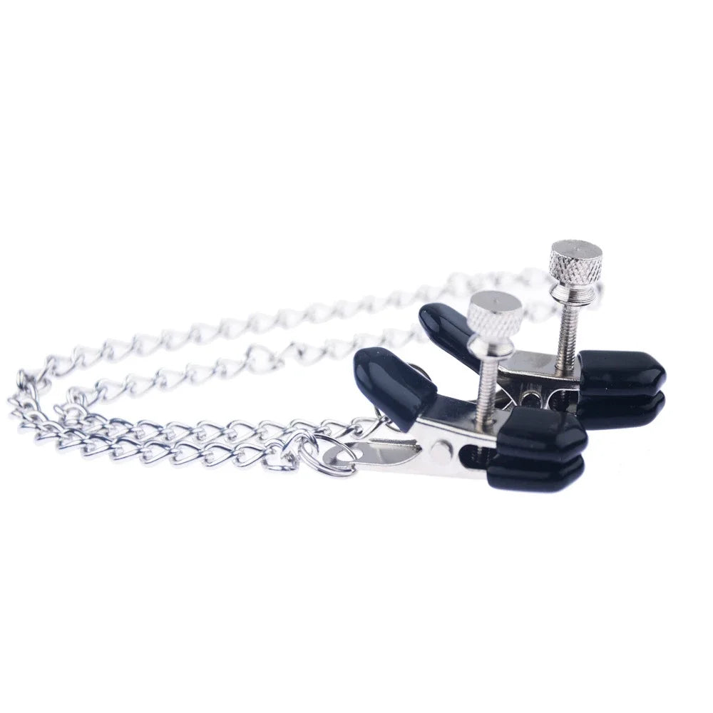 Stainless Steel Metal Chain Nipple Milk Clips Breast Clip Sex Slaves Fetish Nipple Clamps Sex Toys Butterfly Style For Couples