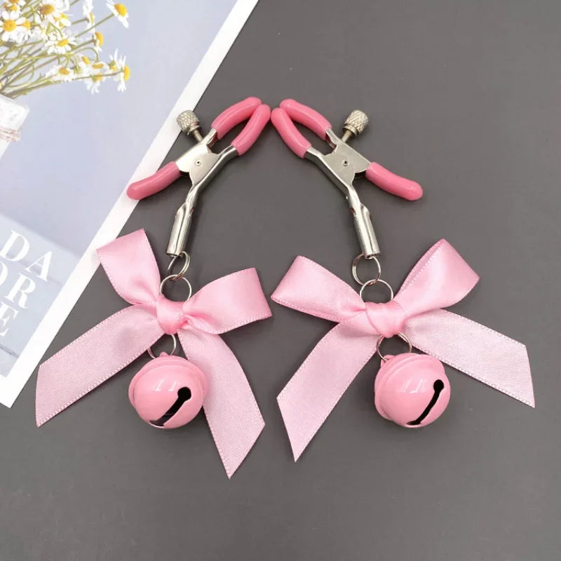 Stainless Steel Metal Chain Nipple Milk Clips Breast Clip Sex Slaves Fetish Nipple Clamps Sex Toys Butterfly Style For Couples