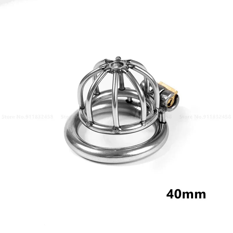 Stainless Steel Metal Male Chastity Cage Device Restraint Spiked-ring with Lock