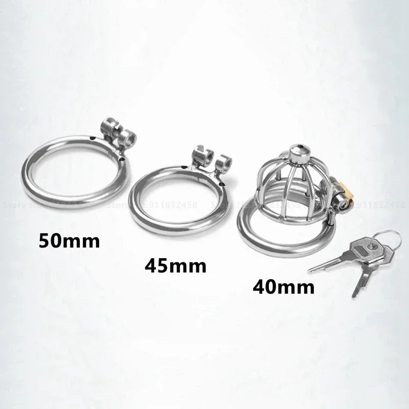 Stainless Steel Metal Male Chastity Cage Device Restraint Spiked-ring with Lock