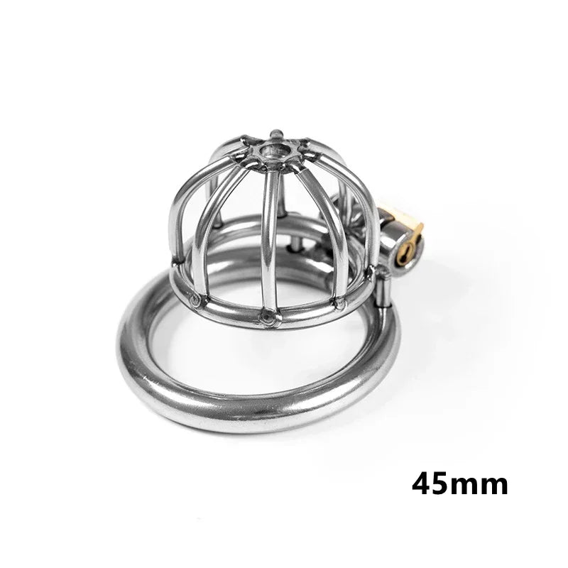 Stainless Steel Metal Male Chastity Cage Device Restraint Spiked-ring with Lock