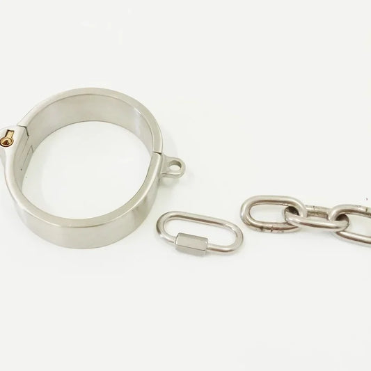 Stainless Steel Metal Neck Collar Handcuffs Ankle Cuffs Slave BDSM Bondage Set Detachable Metal Wrist Cuffs Foot Cuff Sexy Toys