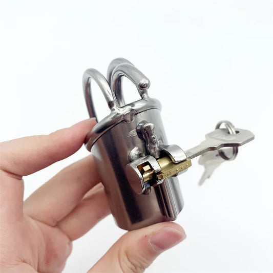 Stainless Steel PA Puncture Male Chastity Device Cock Cage With Stealth Lock Cock Rings Bondage Sex Toys For Man BDSM