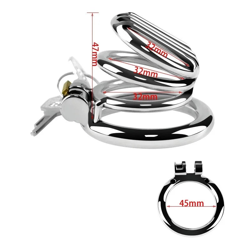 Stainless Steel Penis Chastity Cage Set Male Metal Penis Lock Chastity Cage Belt Cock Ring Slave Bondage Restraint Man Sex Toy