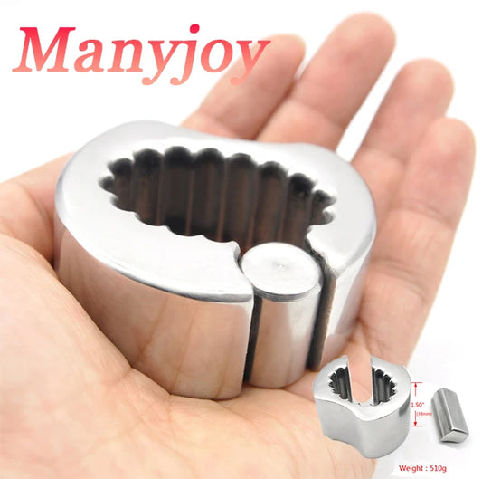 Stainless Steel Penis Lock Cock Ring Heavy Duty Weight Male Metal Ball Stretcher Scrotum Delay Ejaculation BDSM Sex Toys for Men