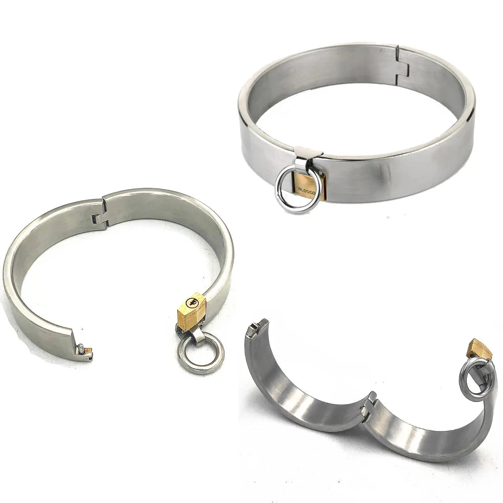 Stainless Steel Slave Neck Collar Handcuff Wrist Ankle Cuffs Bdsm Sex Bondage Restraint Adult Roleplay Sex Toys for Couples