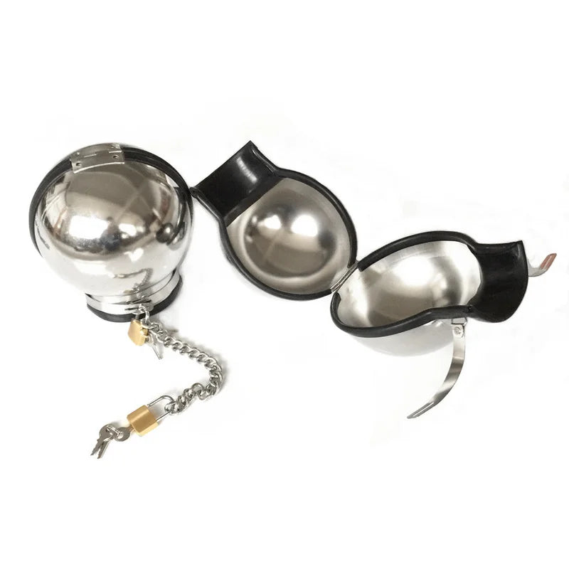 Stainless Steel Spherical Helmet Bondage Fist Mitts Sex Slave Restraints Black Handcuffs Adult Sex Toys for Male Female BDSM