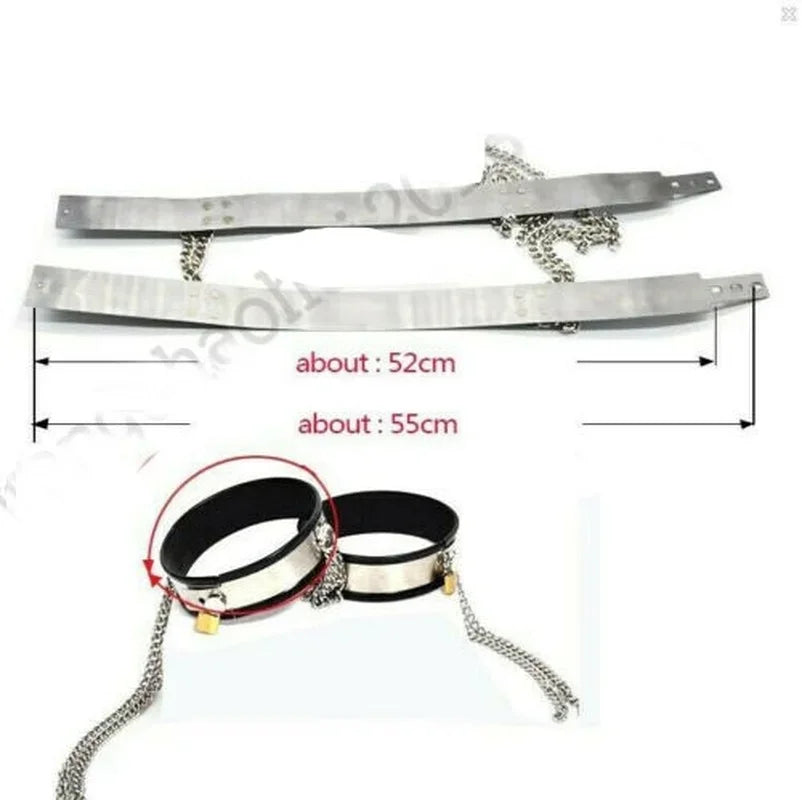 Stainless Steel Thigh Leg Cuffs Chain Chastity Belt Accessories Female/Male Lockable Device Bondage Restraint Adult Game Sex Toy