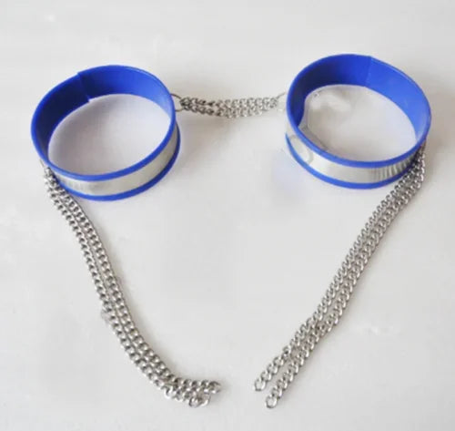 Stainless Steel Thigh Leg Cuffs Chain Chastity Belt Accessories Female/Male Lockable Device Bondage Restraint Adult Game Sex Toy