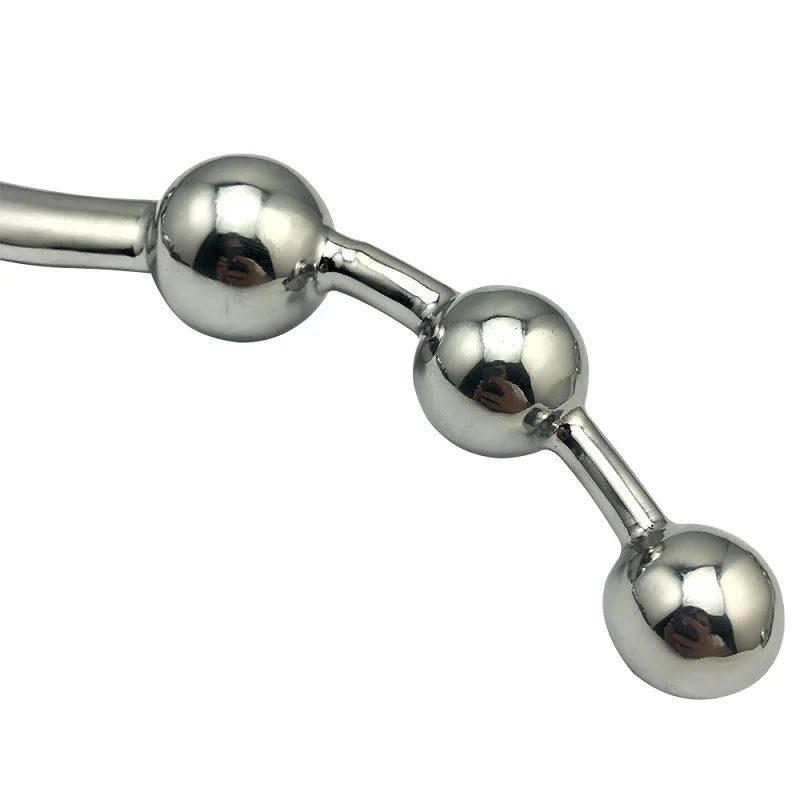 Stainless steel Metal large huge Double dildo Penetration anal beads butt plug basic fake penis vagina insert SM sex toys woman