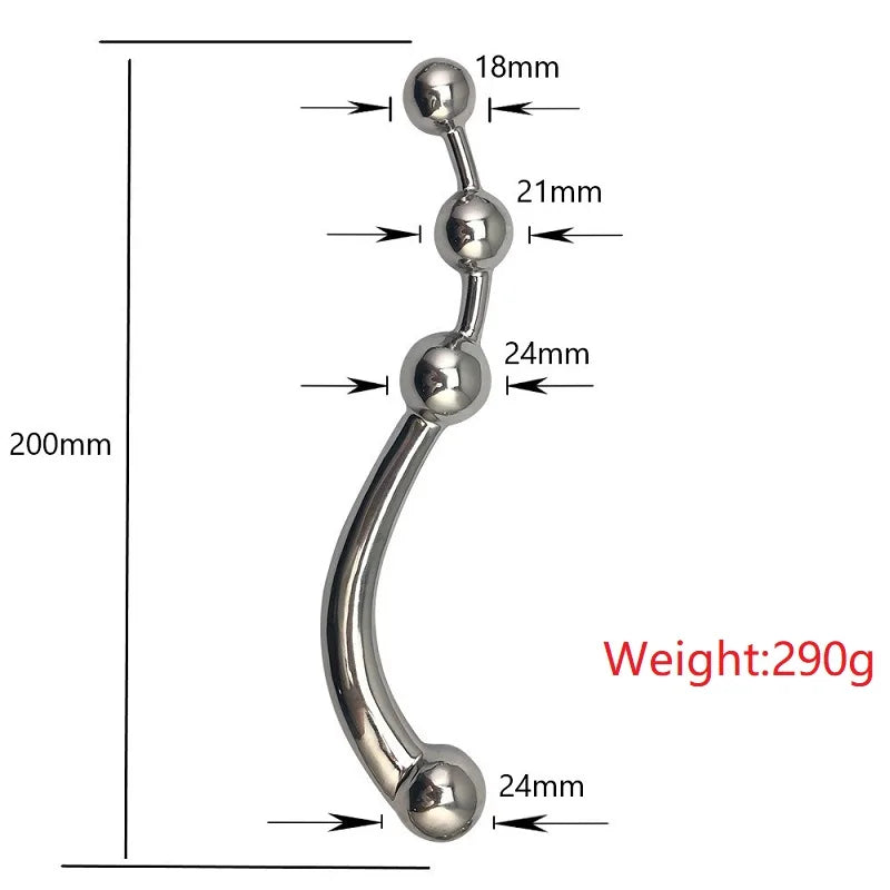 Stainless steel Metal large huge Double dildo Penetration anal beads butt plug basic fake penis vagina insert SM sex toys woman