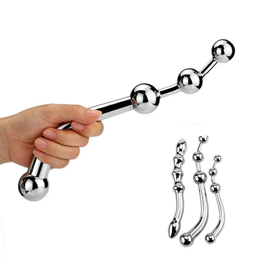 Stainless steel butt plug Metal anal beads G Spot Wand male prostate Massage Stick Double dildo vagina SM sex toys for man woman