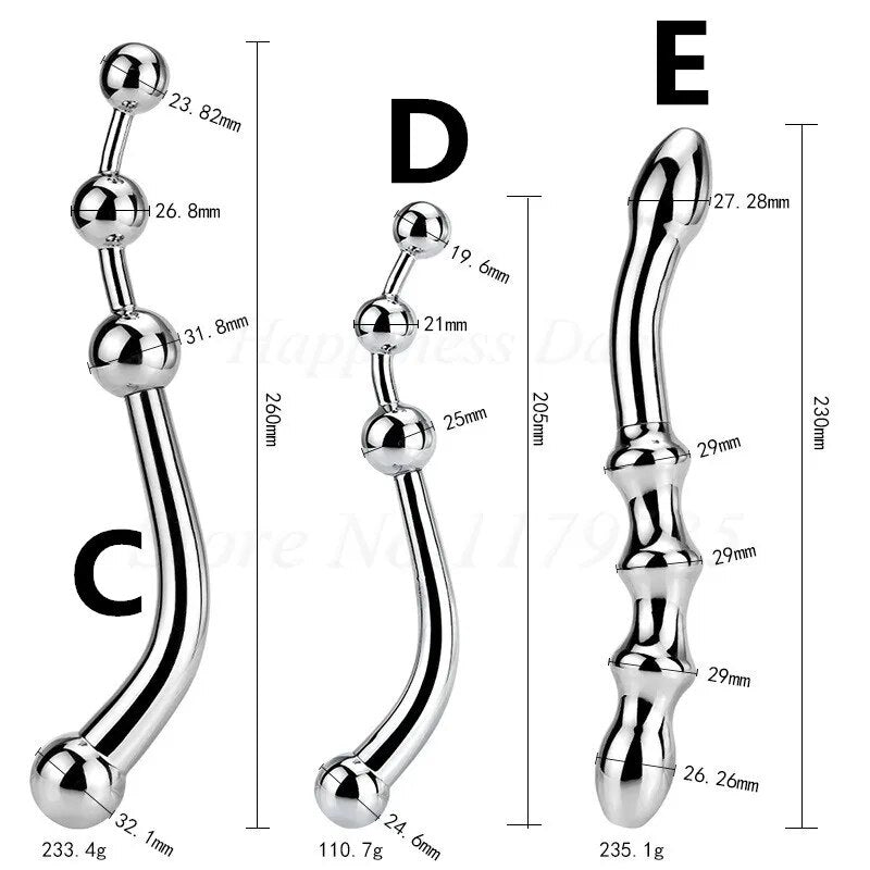 Stainless steel butt plug Metal anal beads G Spot Wand male prostate Massage Stick Double dildo vagina SM sex toys for man woman