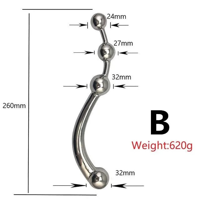 Stainless steel butt plug Metal anal beads G Spot Wand male prostate Massage Stick Double dildo vagina SM sex toys for man woman