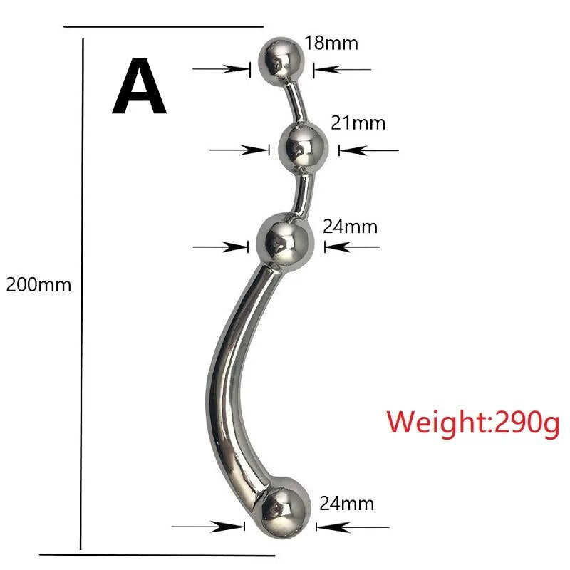 Stainless steel butt plug Metal anal beads G Spot Wand male prostate Massage Stick Double dildo vagina SM sex toys for man woman