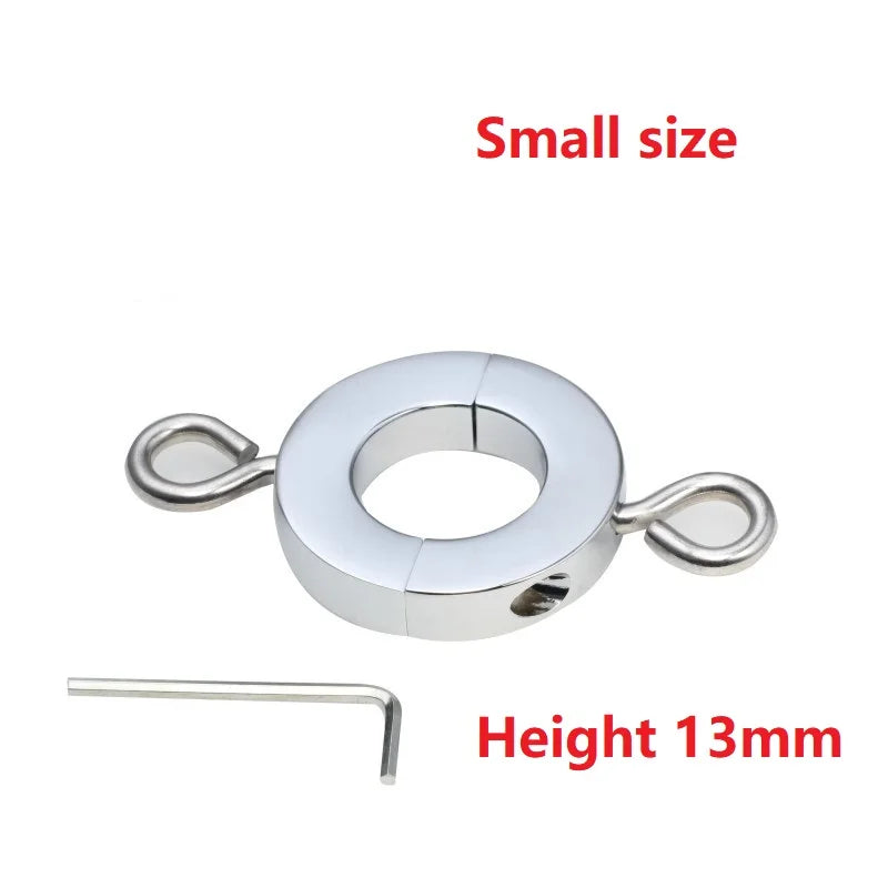 Stainless steel heavy ball stretcher penis lock cock ring delay leather bondage handcuff with chain set metal slave couple game