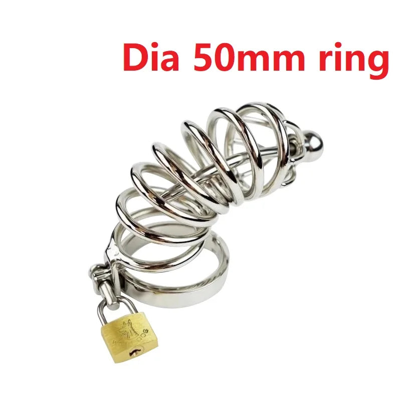 Stainless steel penis lock Bird Chastity cage cock ring urethral plug sound metal slave bondage restraint belt sex toy male