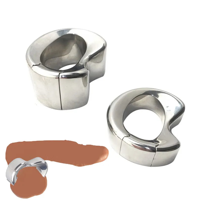 Stainless steel penis lock cock Ring Heavy Duty weight male metal Ball Stretcher Scrotum Delay ejaculation BDSM Sex Toy for men