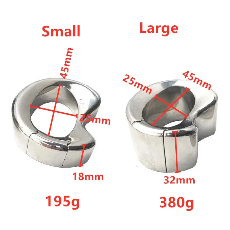 Stainless steel penis lock cock Ring Heavy Duty weight male metal Ball Stretcher Scrotum Delay ejaculation BDSM Sex Toy for men