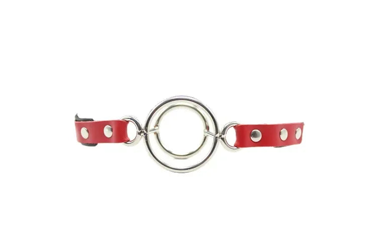 Steel Double Ring Gag Bondage Flail Open Mouth Oral Fixation Mouth Plug Round Stuffed Head Restraints Sex toy Belt For Couple