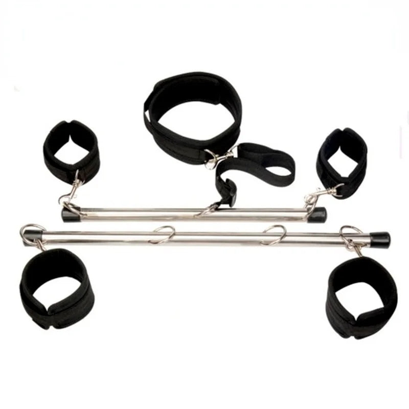 Steel Metal Spreader Bar Fantasy Ankle Wrist Cuffs Neck Collar Bondage Footcuff  SM Slave Shackle Erotic Game Sex Tool for Women