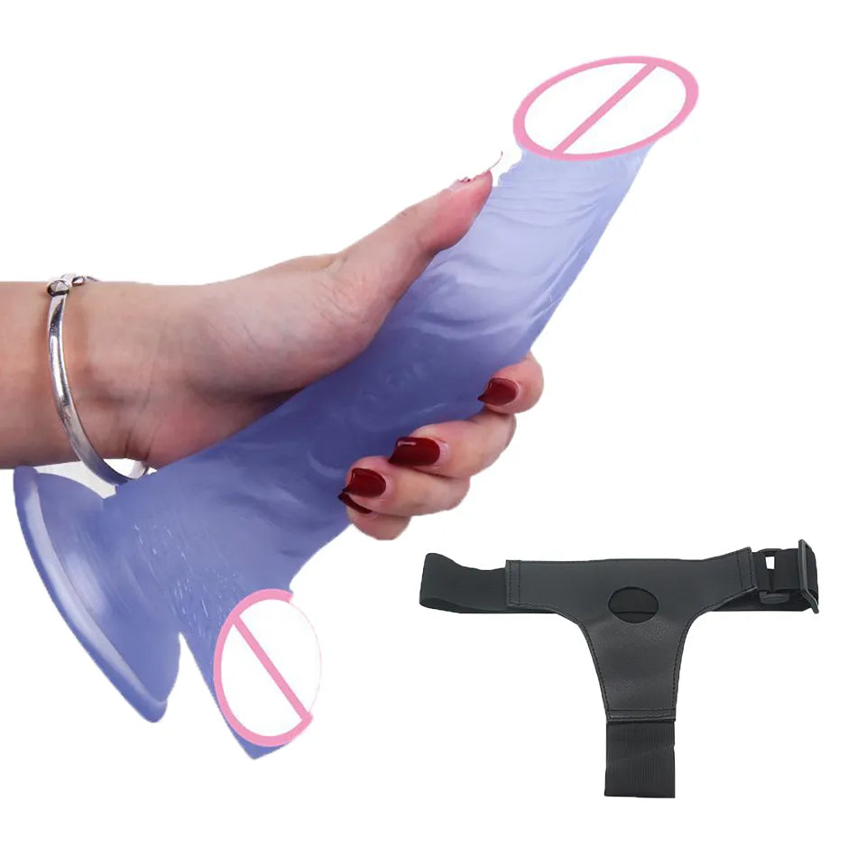 Skin Feeling Hollow Solid Silicone Lesbian Strapon Dildo Panties