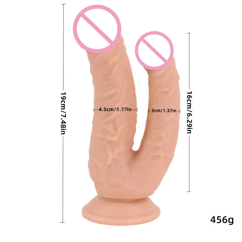 Strap on Double Dildos Female Masturbation Penetration Vagina for Anal Big Realistic Penis with Suction Cup Couples Sex Toys