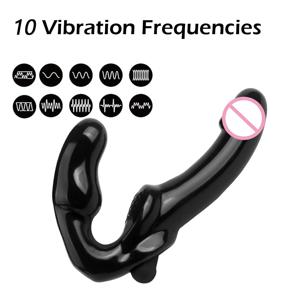 Strapless Strap-on Dildo Vibrator Strapon for Lesiban Remote Control 10 Speed Double-heads Vibrator for Women Sex Toys For Adult