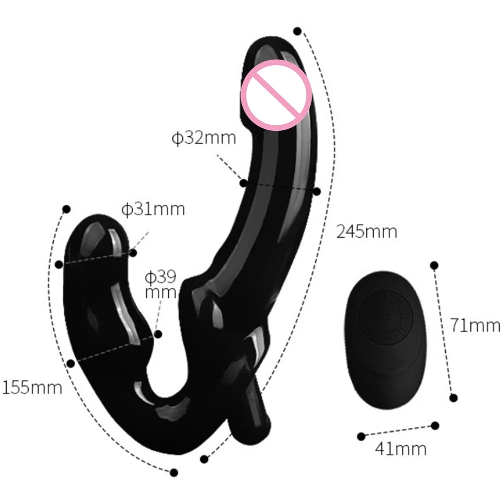 Strapless Strap-on Dildo Vibrator Strapon for Lesiban Remote Control 10 Speed Double-heads Vibrator for Women Sex Toys For Adult