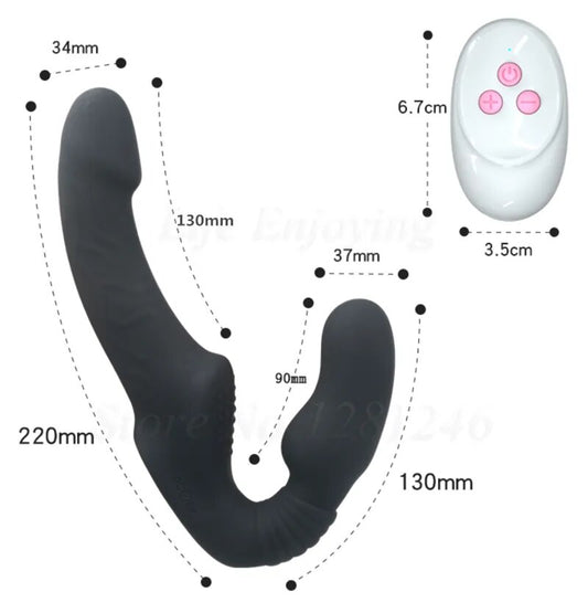 Strapless Strap-on Dildo Vibrator for Couples Strapon for Lesiban Wireless Remote Control Double-Heads Vibrator Adult Sex Toys