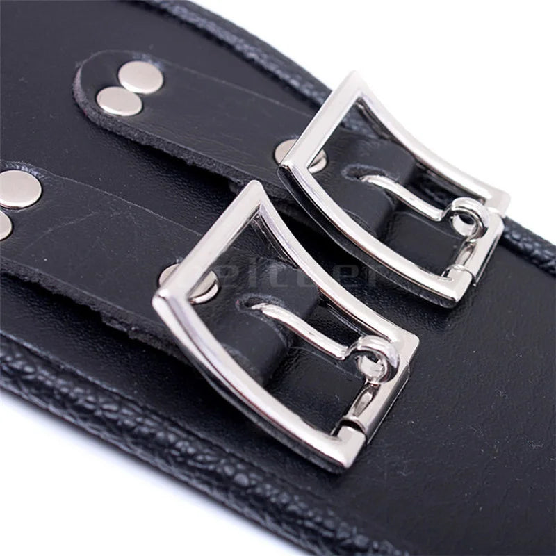 Strict Leather Posture O Ring Collar Restraint Head Harness BDSM Adult Sex Toy Lockable Choker Training Stretching Brace