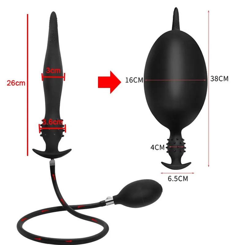 Super 16cm Huge Inflatable Anal Plug BDSM Prostate Massager Anus Expander 5 Beads Inflated Butt Plug with Balls Adult Sex Toys