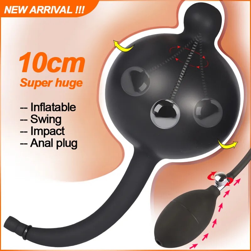 Super Huge Inflatable Swing Impact Beads Anal Dilator Expandable Dildo Pump Big Butt Plug Prostate Massage Sex Toy For Men Woman