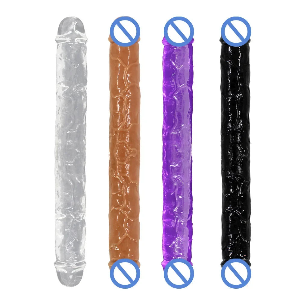 Super Long 30cm Double Head Dildo Soft Dick Jelly Realistic Stimulator Flexible Big Penis Masturbation Sex Toy for Women Lesbian