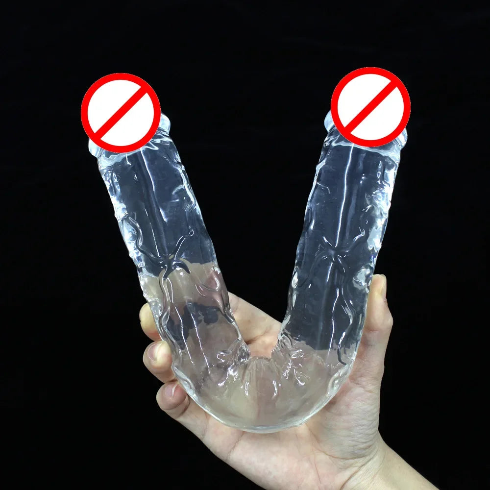 Super Long 30cm Double Head Dildo Soft Dick Jelly Realistic Stimulator Flexible Big Penis Masturbation Sex Toy for Women Lesbian