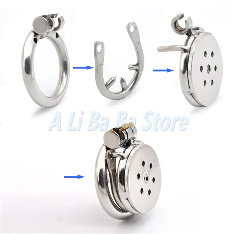 Male Chastity Device With Urethral Catheter Barbed Anti-off Ring 