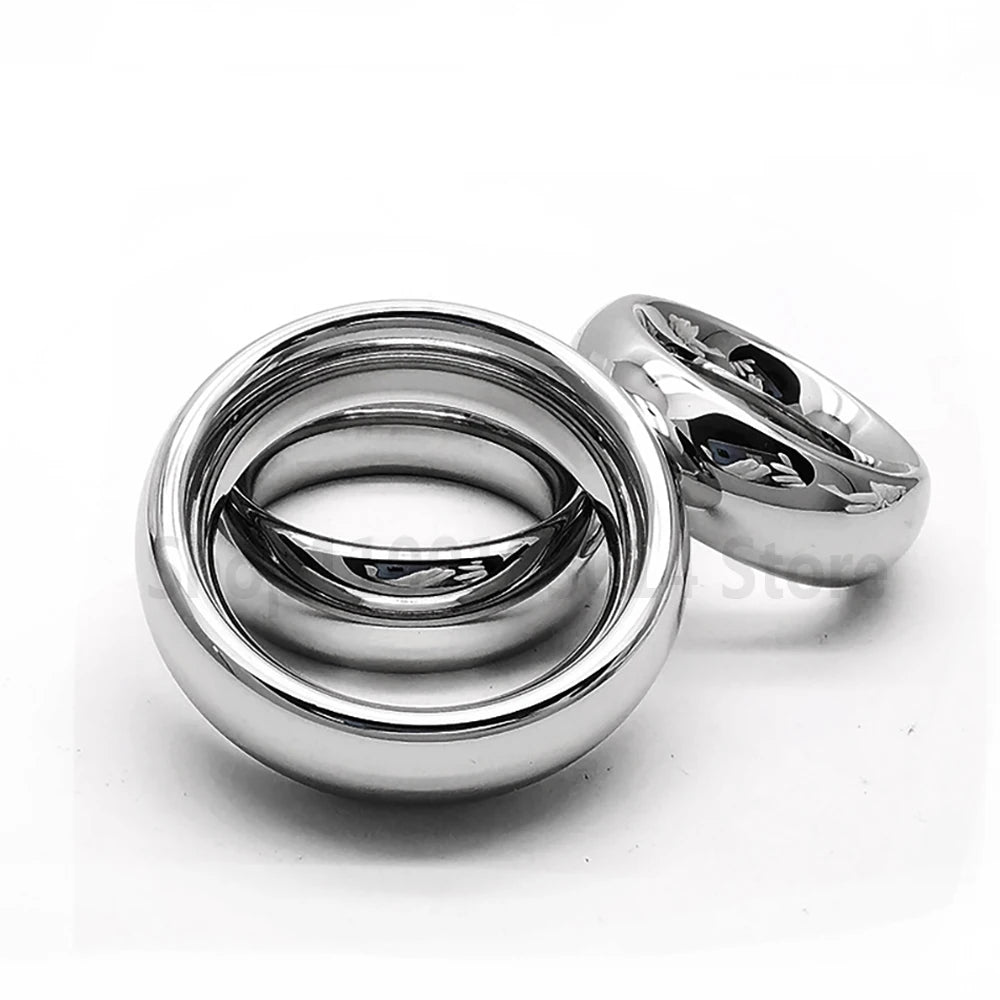 Super Smooth Penis Ring Sex Toys For Men Stainless Steel Large Cock Ring Penis Scrotum Pendant Ball Stretcher Metal Cockring