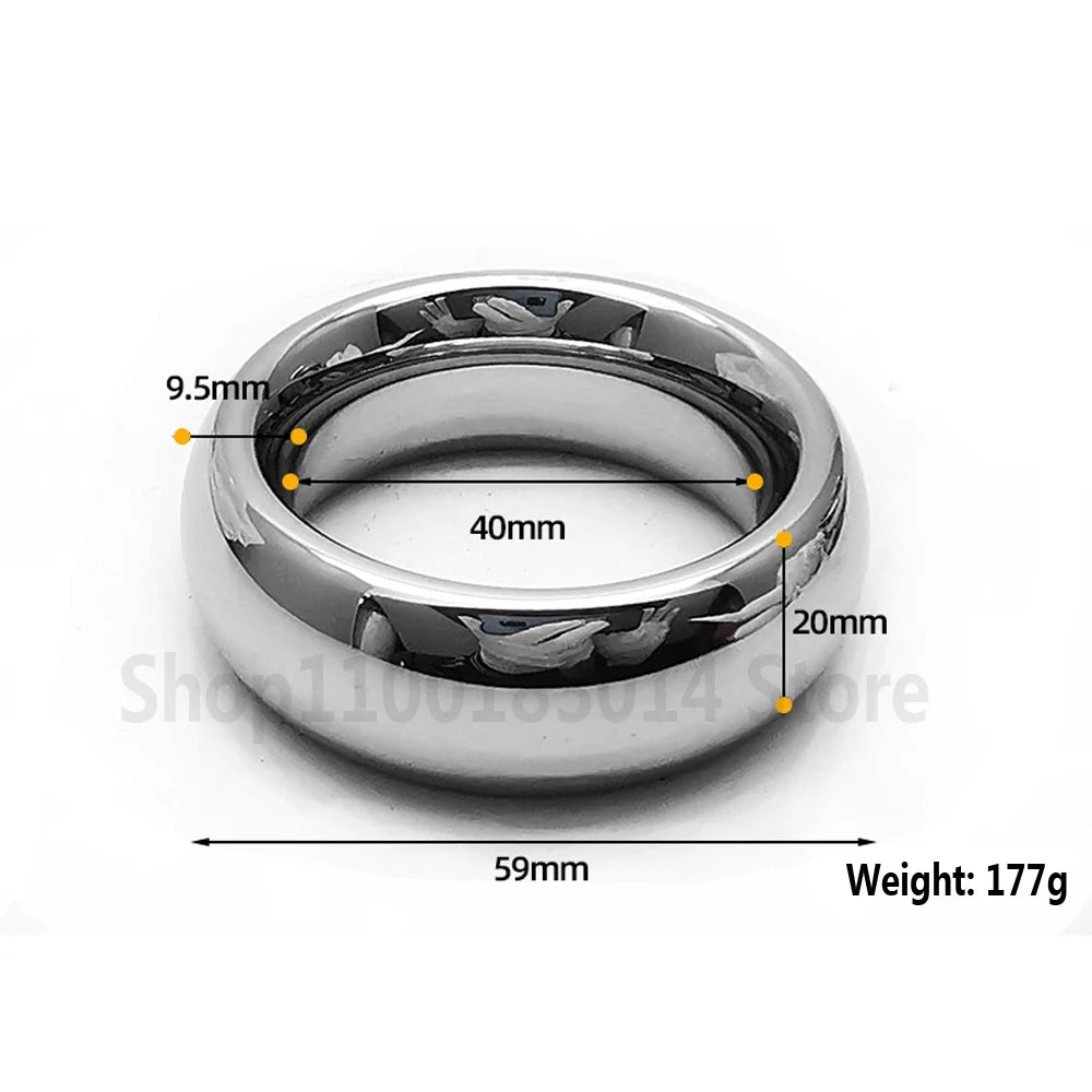 Super Smooth Penis Ring Sex Toys For Men Stainless Steel Large Cock Ring Penis Scrotum Pendant Ball Stretcher Metal Cockring