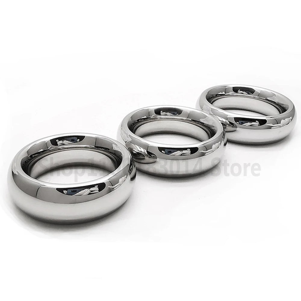 Super Smooth Penis Ring Sex Toys For Men Stainless Steel Large Cock Ring Penis Scrotum Pendant Ball Stretcher Metal Cockring