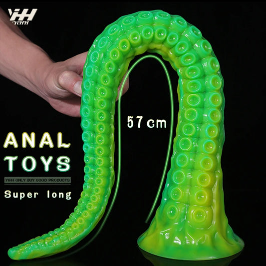 Tentacle Dildo Monster Penis Big Buttplug Soft Silicone Anal Sex Toy Progressive Vaginal Massage With Suction Cup Bdsm Long Whip